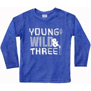 Young Wild and Three Boy 3rd Birthday Outfit Toddler Shirt 3 Year Old Boys Third Party Tshirt