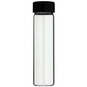 4-Pack of 3.75" inch Tall, 8 Dram / 1 oz/ 30 mL, Clear Glass Sample Storage Cosmetic Herb Spice Specimen Container Vials w/Screw on Black Caps