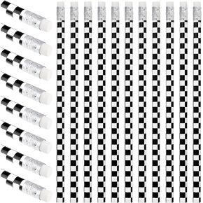 Gersoniel 36 Packs Checkered Racing Car Pencils Racing Flag Party Filled Gifts Chess Pencils for Checkered Party Supplies Favors