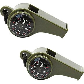 صفارة نجاة للطوارئ من ليتل سيوهي، 2 صفارة 3 في 1 مع بوصلة وصافرة ميزان حرارة مع حبل للتنزه في الهواء الطلق in Kuwait