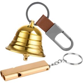 2" Loud Bear Bell with Whistle Set for Hikers,3 in 1 Camping Hiking Emergency Gear Solid Brass Bear Bell,Carabiner Emergency Whistle for Outdoor Survival Biking Fishing Climbing Hiking Gear
