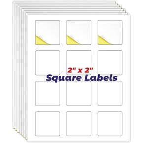 HABGP 2" x 2" Square Labels, Matte Printable Labels for Laser Inkjet Printer, 12 Sticker Paper Strong Adhesive Labels for School Supplies, Packaging, White(30 Sheets,360 Labels)