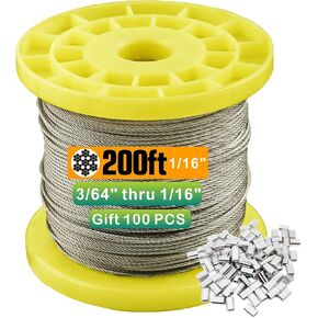 TOYELIU 304 Stainless Steel Clear Vinyl Coated Wire Rope,3/64 Inch Overmolded to 1/16 Inch for Globe String Lights Hanging,Outdoor Light Guide Wire(100ft) in Kuwait