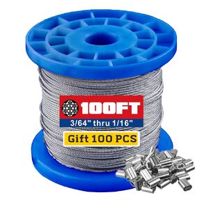 Vinyl Coated Wire Rope 304 Stainless Steel Wire Cable Clear,3/64 Inch Overmolded to 1/16 Inch for Outdoor Light Guide Wire,String Lights,Clotheslines(200ft)