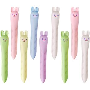 9 Pcs Cute Rabbit Pen Style Grip Eraser,Cartoon Hole Pencil Eraser Assorted Color Easy to Hold Eraser Pen Rubber Stick Erasers for Kid Student Office Writing Painting School Supplies