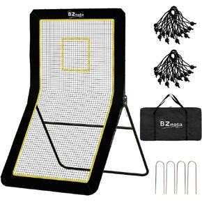 Lacrosse Rebounder for Backyard, Rebounder Lacrosse 4 x 7ft Volleyball Bounce Back Net with Neon Target to Practice Lacrosse Volleyball Baseball and Soccer Rebound