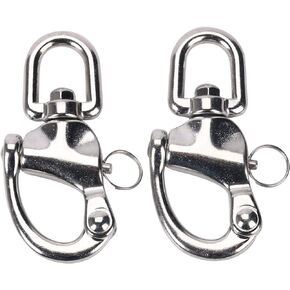 Amarine Made 2-Pack Swivel Eye Snap Shackle Quick Release Bail Rigging Sailing Boat Marine 304 Stainless Steel for Sailboat Spinnaker Halyard (4-9/10",2pcs)