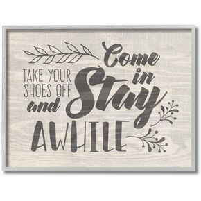 Stupell Industries Come in Stay Awhile Take Your Shoes Off Wall Plaque, 10 x 15, Design by Artist Tammy Apple