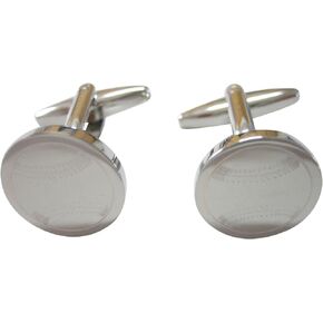 Kiola Designs Silver Toned Etched Round Baseball Cufflinks