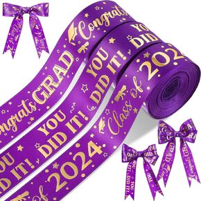 Moukeren 3 Roll Class of 2025 Graduation Ribbon Graduation Party Favors Decor 1 Inch Congratulations Ribbon DIY Congrats Grad Ribbon Art Fabric Ribbons for Gift Wrapping Craft Headband(Black Gold)
