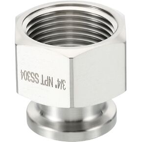 PATIKIL 1 Inch TC Tri Clamps Adaptor, Tri-Clover Fitting to NPT 3/4" Female Thread Adaptor Hexagonal 304 Stainless Steel for Food Beverage Dairy, 25.2mm