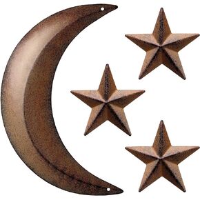 Moxweyeni Moon Phase Boho Wall Decor Moon Decor Wall Art Decor Metal Wall Decor Hanging Nordic Bohemian Style Wall Decorations Rustic Metal Stars Farmhouse Star Door Decor