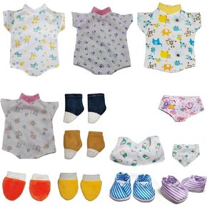 Xunwa Baby Doll Clothes and Shoes Accessories Sets for 10-11-12-13 Inch Alive Dolls,Include Dolls Clothing Underwear Socks Bibs and Mittens