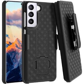 Fingic Galaxy S21 Case, Samsung Galaxy S21 Case Holster Case Combo Shell Slim Rugged Case with Built-in Kickstand Swivel Belt Clip Holster Shockproof Cover for Samsung Galaxy S21 6.2 inch 2021, Black