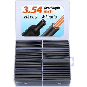 216PCS Heat Shrink Tubing,White Heat Shrink Tubing Kit-Wire Wrap,3:1 Adhesive Lined Shrink Tube,Automotive Industrial Heat-Shrink Tubing- Length 3.54",7 Common Sizes 1/8"-3/4"