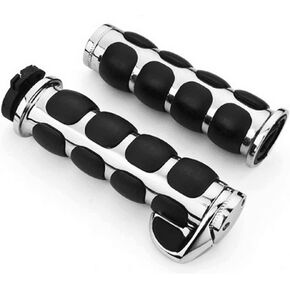 TESWNE Motorcycle Aluminum Chromed Handle Grips End Grips 1 inch for Honda Yamaha Kawasaki 1 Pair