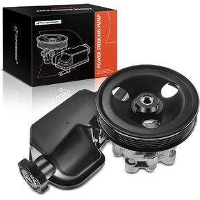 A-Premium Power Steering Pump, with Reservoir & Pulley, Compatible with Dodge Dakota 2005 2006 2007, 3.7L 4.7L, Replace # 52855186AH, 52855186AE