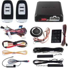 EASYGUARD EC002 Smart Key RFID PKE Car Alarm System Passive Keyless Entry Remote Starter Push Start Button & Touch Password Entry Hopping Code