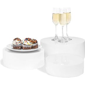 Red Co. Set of 3 Sizes (6", 5", 4") Acrylic Round Cylinder Display Nesting Riser Stands with Hollow Bottoms, Crystal Clear