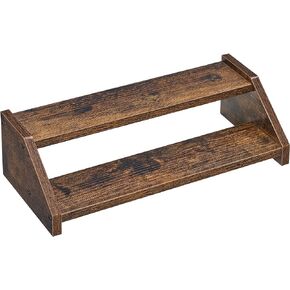 HOMCENES Wood Display Stand, Display Riser, 2-Tier Display Shelf, Spice Rack, Vintage Tiered Step Shelf for Cupcakes and Collectibles Decoration, Large Panel, Big Space, Makeup and Perfume Organizer