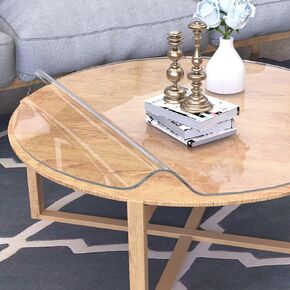 ETECHMART Dia. 42 Inch Clear Round Table Cover, 1.5mm Thick Round Plastic Table Protector, Waterproof PVC Tablecloth, Vinyl Circle Table Top Protector for Coffee Table, Dining Room Table