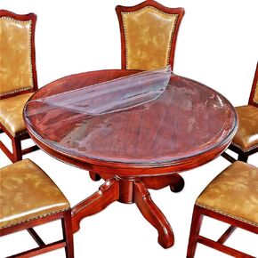 42 Inch Diameter Round Furniture Clear Plastic Cover Tablecloth Protector Coffee Dining Conference Table Top Wipeable Protective Pad Office Desk Side Tabletop Topper Cover Soft Glass Pad Mat Vinyl PVC