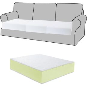 MABOZOO Upholstery Foam Padding with Polyester Batting, High Density Couch Cushion Replacement Insert with Dacron Fiber Layer,Replacement Sofa Cushions with Removable Cover,24"x27",6 Inch Thick,1 Pcs
