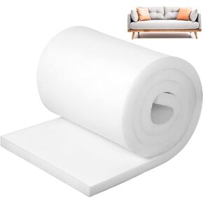 Maxcheck 150'' x 24'' x 2'' Upholstery Foam Custom Cut Upholstery Sheet, White Foam Padding, High Density Foam Cushion, Seat Replacement
