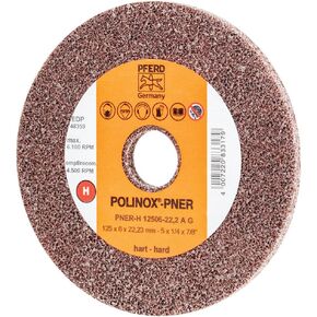 PFERD 48359 POLINOX PNER عجلة كاشطة غير منسوجة موحدة، أكسيد الألومنيوم، قطر 5 بوصة × عرض 1/4 بوصة، فتحة أربور 7/8 بوصة، حبيبات خشنة، 6100 دورة في الدقيقة in Kuwait
