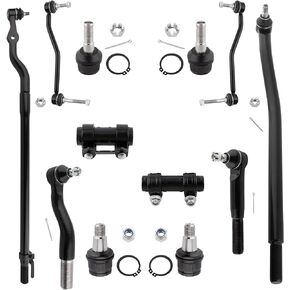 YMAUGP 12pc Set 4WD Front Sway Bar Tie Rod Ball Joint Adjustment Sleeve, for Ford Excursion F-250 F-350 2002 2003 2004 SD, K8607 K80026 K80273 K80274 DS1438 DS1439 ES3423 ES3427 ES3422 ES3426