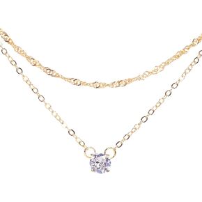 ALLNEWBEE Diamond Necklaces for Women, 14K Gold Plated Layered Cubic Zirconia Dainty Long Lariat Necklace Simple Trendy CZ Pendant Necklaces Gifts for Women 13+3.94 Inch