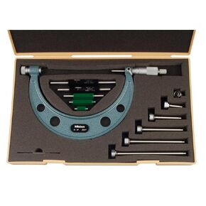 Mitutoyo 104-137, 0 - 6" X .001" Interchangeable Anvil Outside Micrometer Set, with Standards Blue
