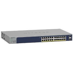NETGEAR 26-Port PoE Gigabit Ethernet Smart Switch (GS724TPP) - Managed, Optional Insight Cloud Management, 24 x PoE+ @ 380W, 2 x 1G SFP, Desktop or Rackmount, and Limited Lifetime Protection