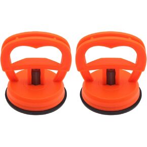 LBTODH 2PCS Heavy Duty Suction Cup Small Dent Puller for Car Dent Removal, Tiles, Glass, Screen and Objects Moving(Orange)