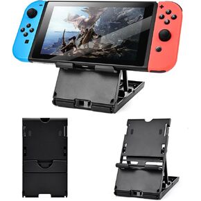 DLseego Switch Stand Suitable for Switch/Switch OLED/Switch Lite, Cute Cool Analog Angle Adjustable Holder Kickstand, Portable Foldable Non-Slip Non-Shake Anime Bracket - Black