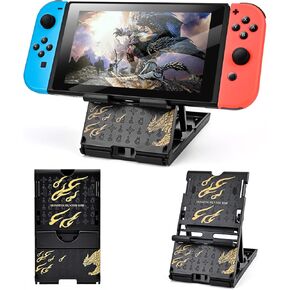 DLseego Switch Stand Suitable for Switch/Switch OLED/Switch Lite, Cute Cool Analog Angle Adjustable Holder Kickstand, Portable Foldable Non-Slip Non-Shake Anime Bracket - Black
