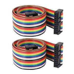 uxcell 50cm 20 Pin 20 Way F/F Connector IDC Flat Rainbow Ribbon Cable 2pcs
