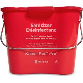 San Jamar Kleen-Pail Pro Sanitizer Pail Cleaning Bucket with Bail Handle for Cleaning, Kitchens, Restaurants, And Janitorial Use, Plastic, 8 Quarts, Red, (Pack of 12)