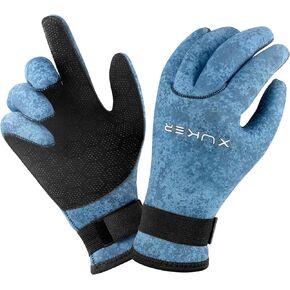 XUKER Neoprene Gloves Men Women, 3mm Camouflage Patterned Winter Wetsuit Gloves Keep Warm for Scuba Diving Surfing Swimming Fishing Water Sports