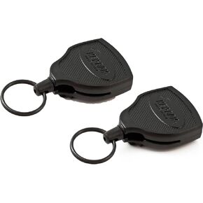 Key-Bak Super 48 Locking Professional Heavy Duty Self Retracting Key Reel with Retractable Kevlar Cord, 48" Black (2 Pack)