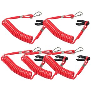 Boat Outboard Switch 5 PCS Engine Motor Lanyard Kill Urgent Stop Button, Safety Connector Cord Compatible