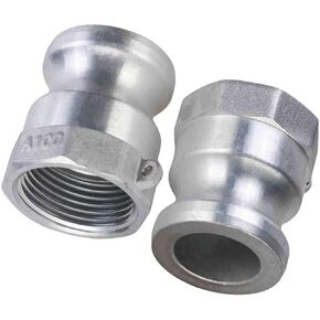 2Pack Type A Camlock Fitting 1'' Cam Groove Hose Fittings Male Adapter Camlock Couplings Female NPT Thread(Camlock A100), Silver