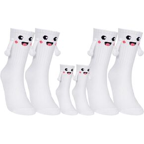 COZYMATE Hand Holding Socks Magnet 3 Pairs Family Matching Novelty Socks that Hold Hands for Couples Parent-Child Gag Gift