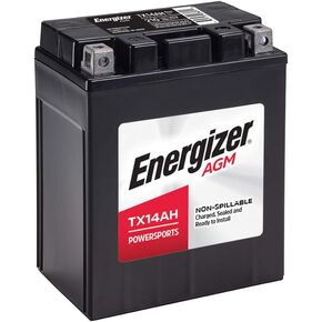 Energizer TX14L AGM Motorcycle 12V Battery, 200 Cold Cranking Amps and 12 Ahr. Replaces: YTX14L-BS and others