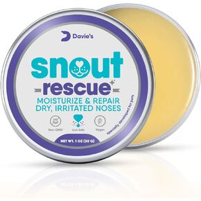Davie's Snout Rescue - Dog Nose Balm for Dry Nose, All-Natural Nose & Paw Balm for Dogs and Cats, Soothes, Protects & Repairs Dry, Cracked Snouts & Paws, Hypoallergenic, Vegan, Made in USA - 1oz