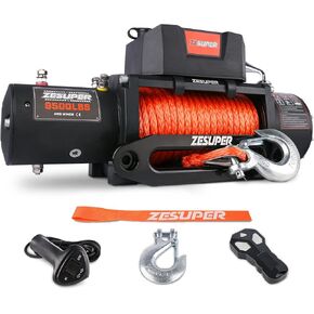 ZESUPER 9500 lbs Electric Winch Kit Waterproof IP67 Electric Winch with Hawse Fairlead, with Both Wireless Handheld Remote and Corded Control Recovery (9500-Rope)