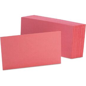 Oxford Blank Color Index Cards, 3" x 5", Cherry, 100 Per Pack (7320 CHE)