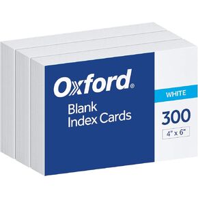 Oxford Blank Index Cards, 4" x 6", White, 300 Count (1 pack) (10002EE)