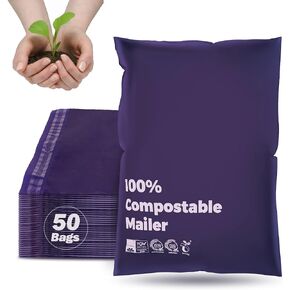 Compostable Mailers Bags 10x15inch with Self-sealing Strip Eco Friendly Shipping Bags Envelopes for Clothing Shoes Packaging 50 Pack Green