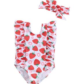 Baby Girl Swimsuit Ruffle One Piece Bathing Suit Newborn Infant Girl Cute Sleeveless Summer Beach Bikini Swimwear Set